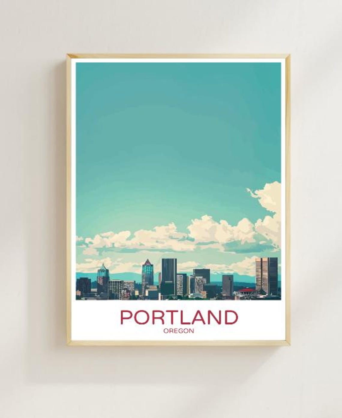 Portland Oregon Downtown Skyline Minimal Modern City Art Poster
