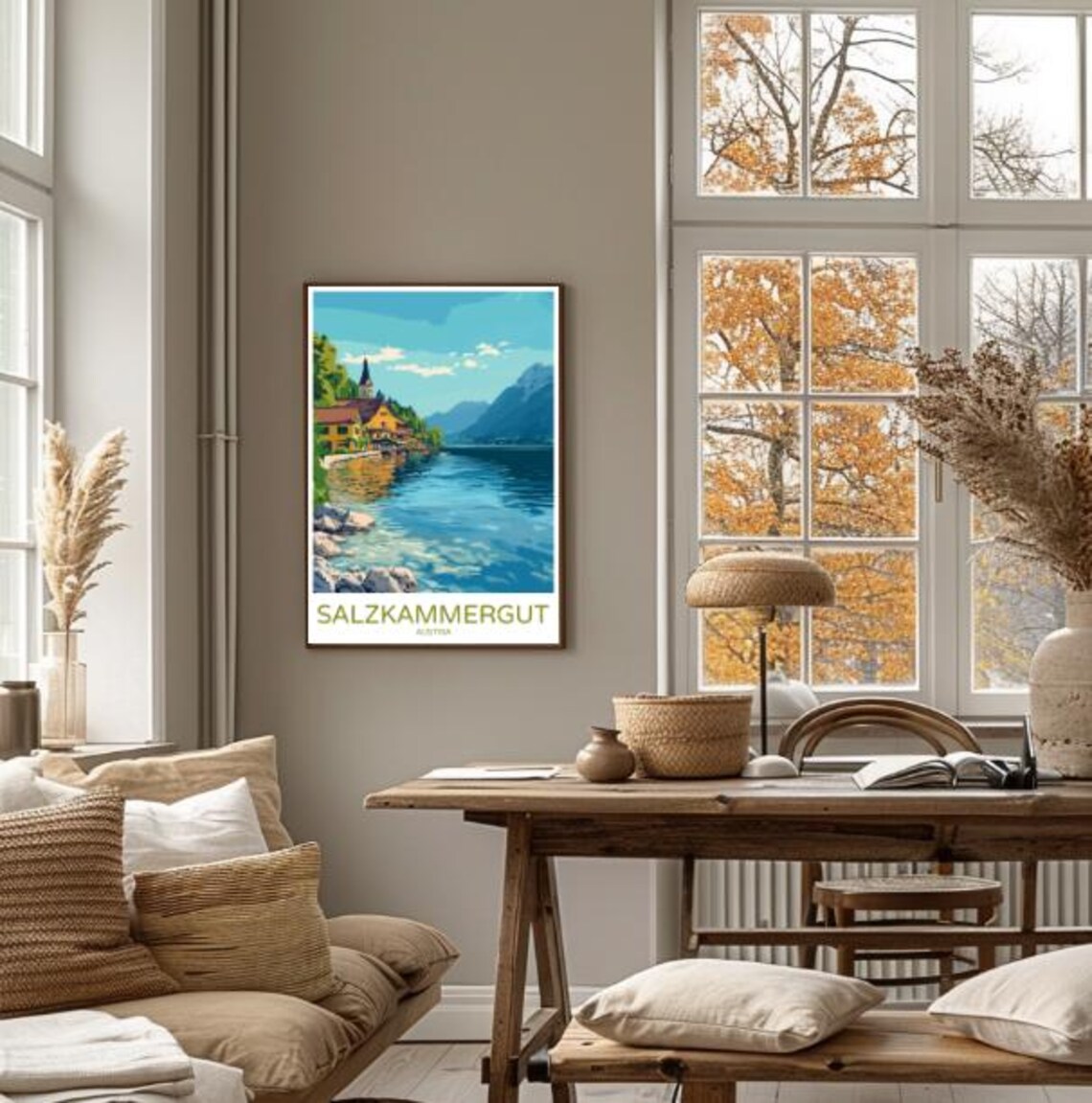 Salzkammergut Austria Scenic Alpine Lake Village Travel Poster - Image 4