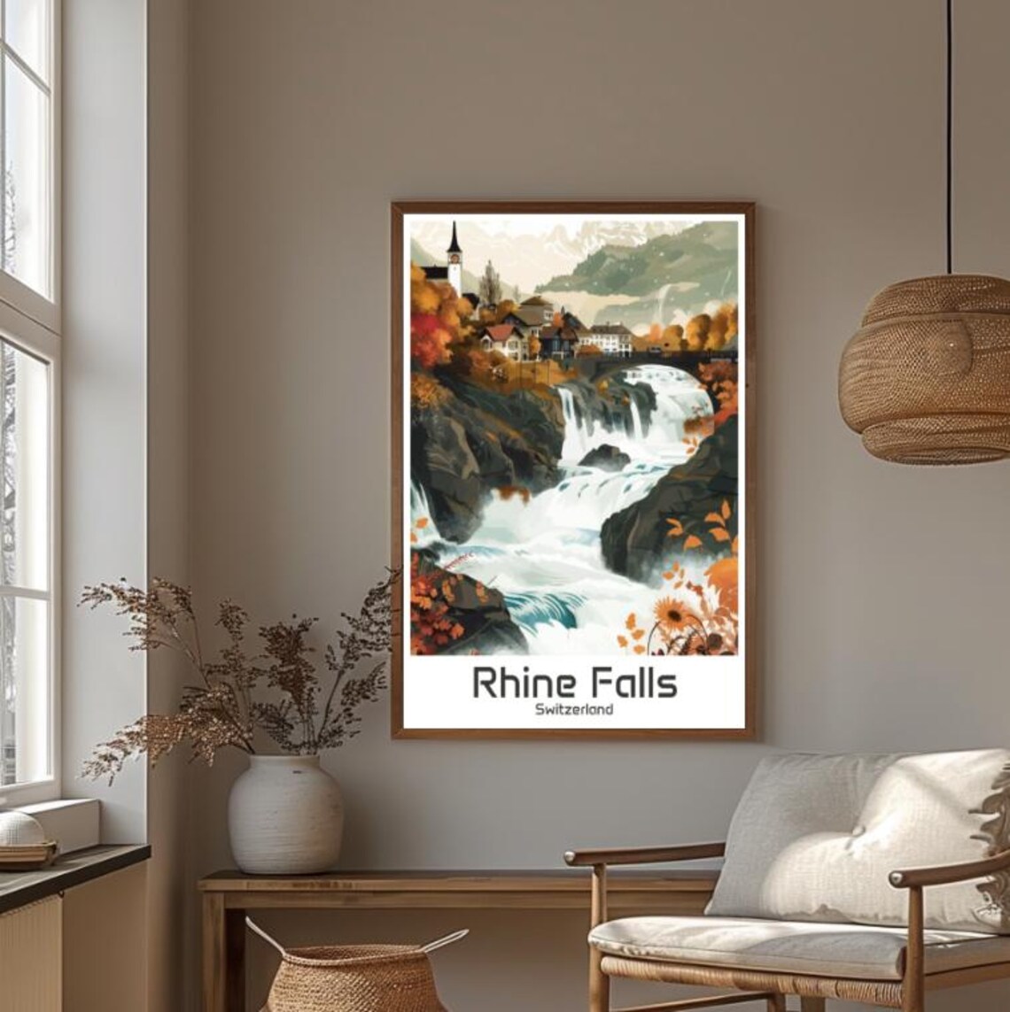 Rhine Falls Switzerland Autumn Waterfall Cascades Travel Poster - Image 4