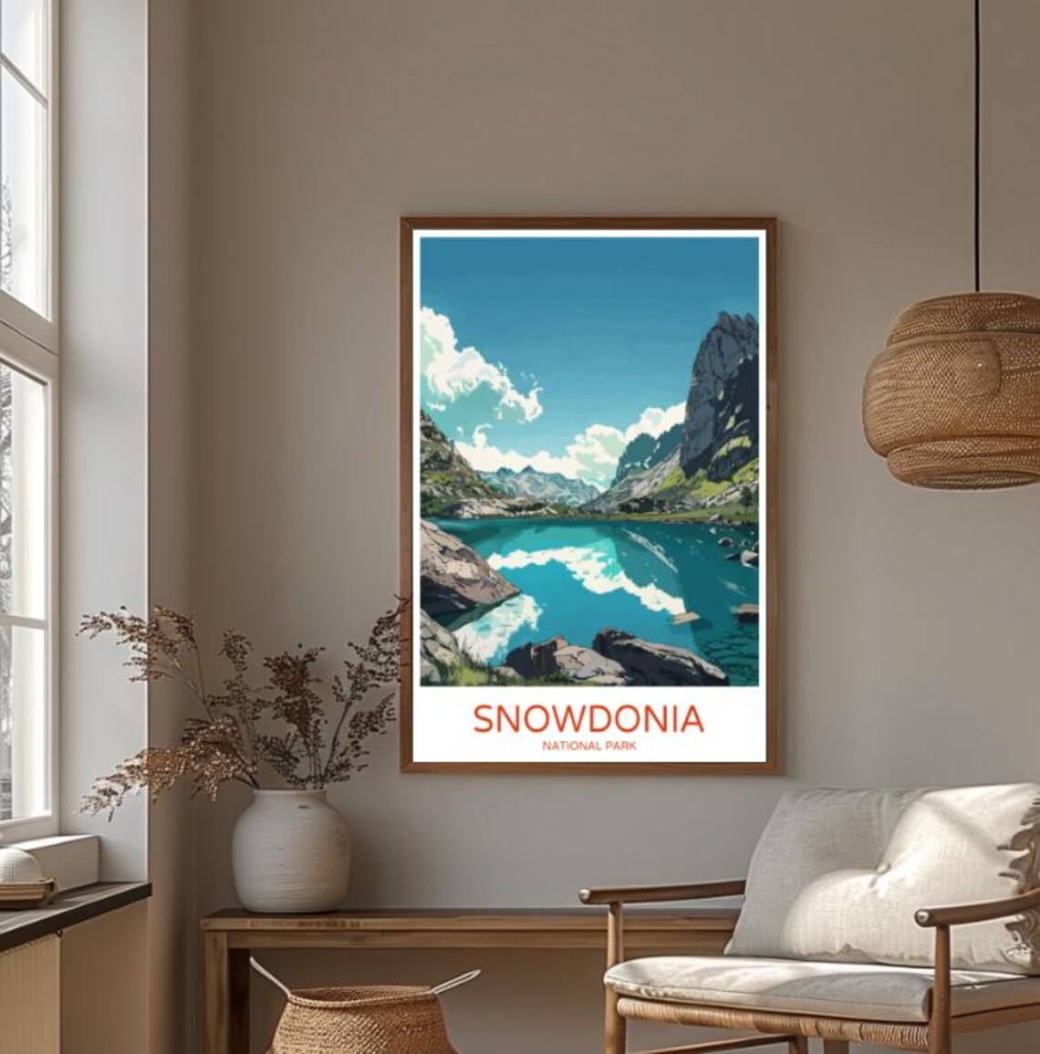 Snowdonia National Park Mountain Lake Colorful Wales Travel Poster - Image 4