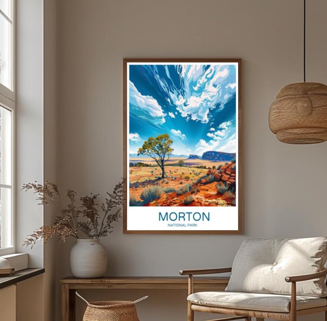 Morton National Park Vivid Red Outback Desert Landscape Scene Poster - Image 4