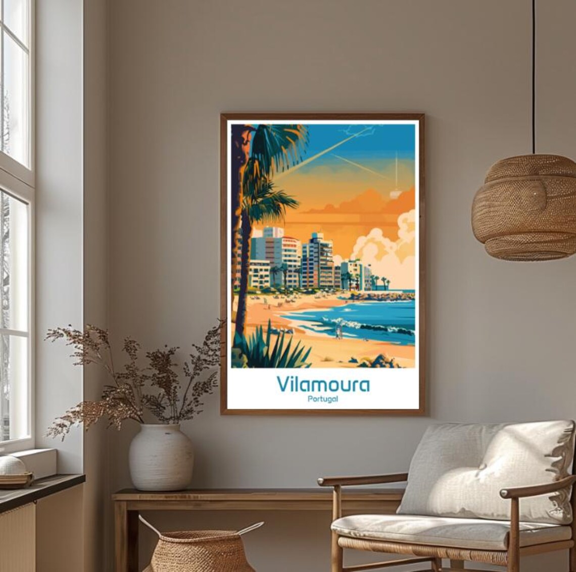 Vilamoura Portugal Algarve Beach Resort Skyline Sunset Art Poster - Image 4