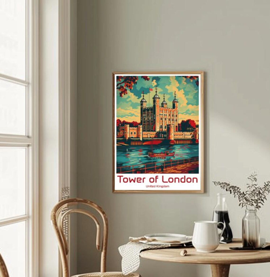 Tower of London Historic Castle Thames River Boat Sunset Travel Poster - Image 2