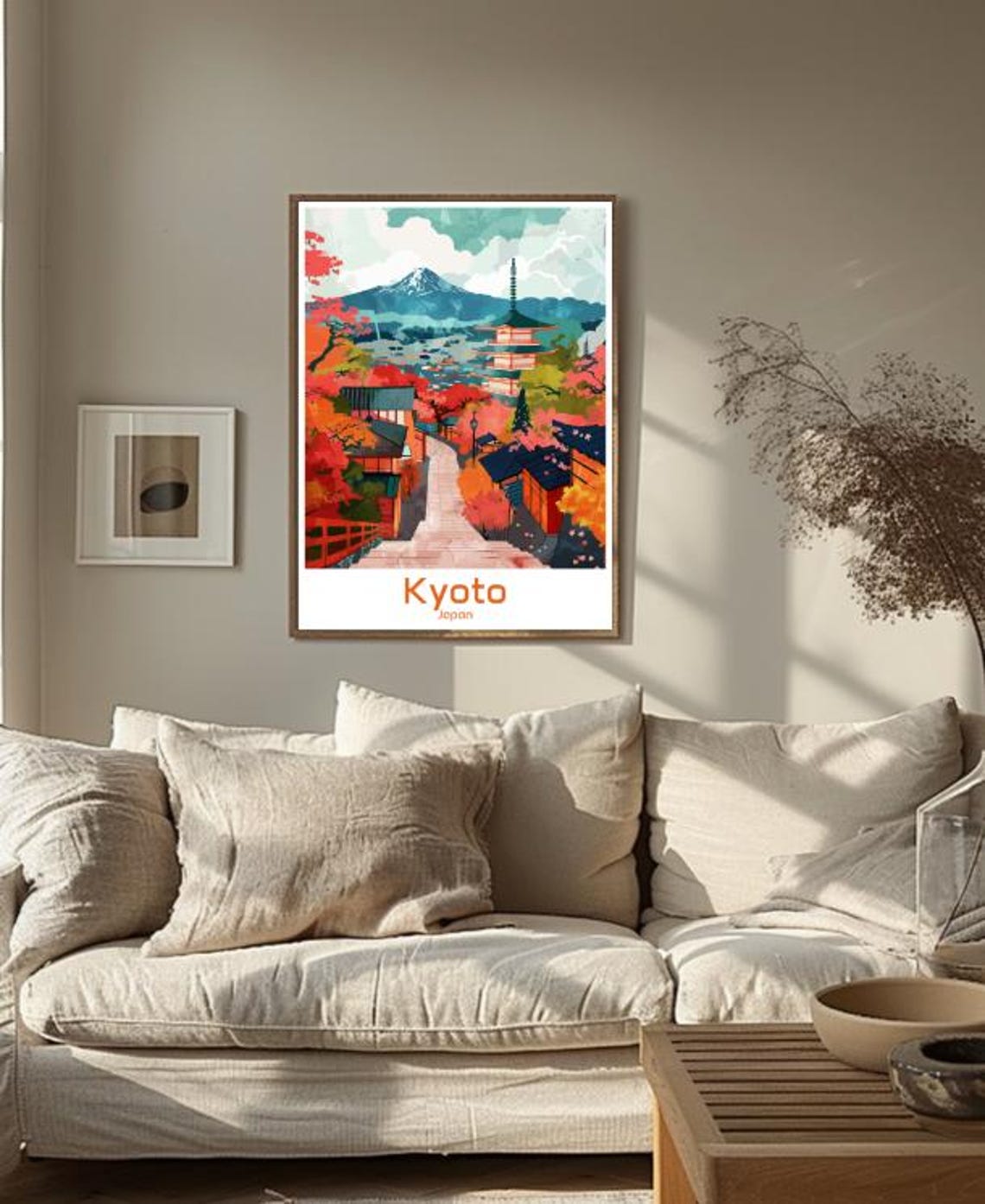 Kyoto Japan Autumn Pagoda Temple Path With Red Maple Trees Poster - Image 3