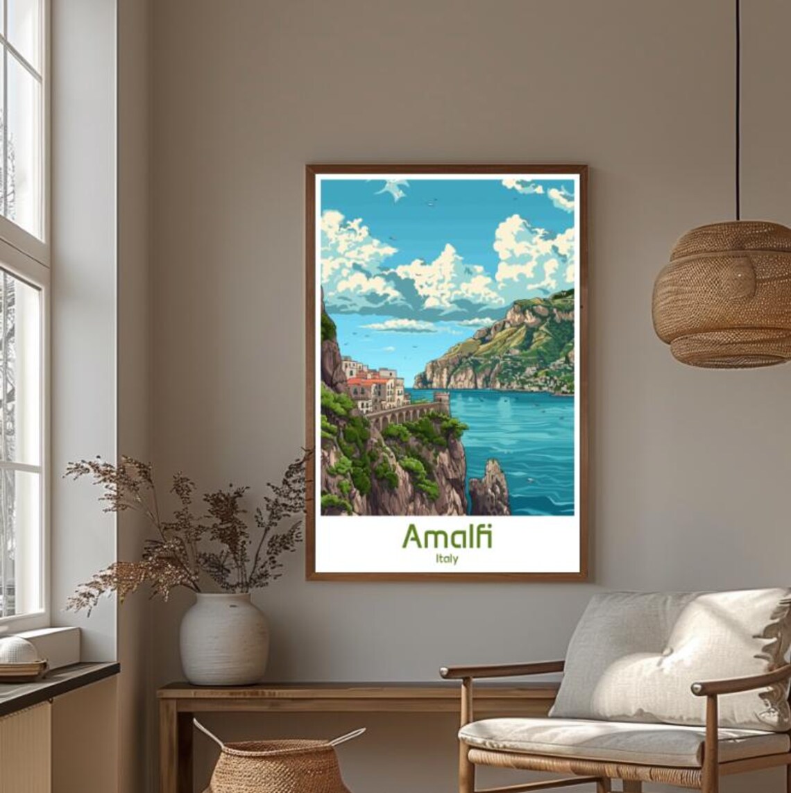Amalfi Italy Cliffside Coastal Town Summer Vintage Travel Poster - Image 4