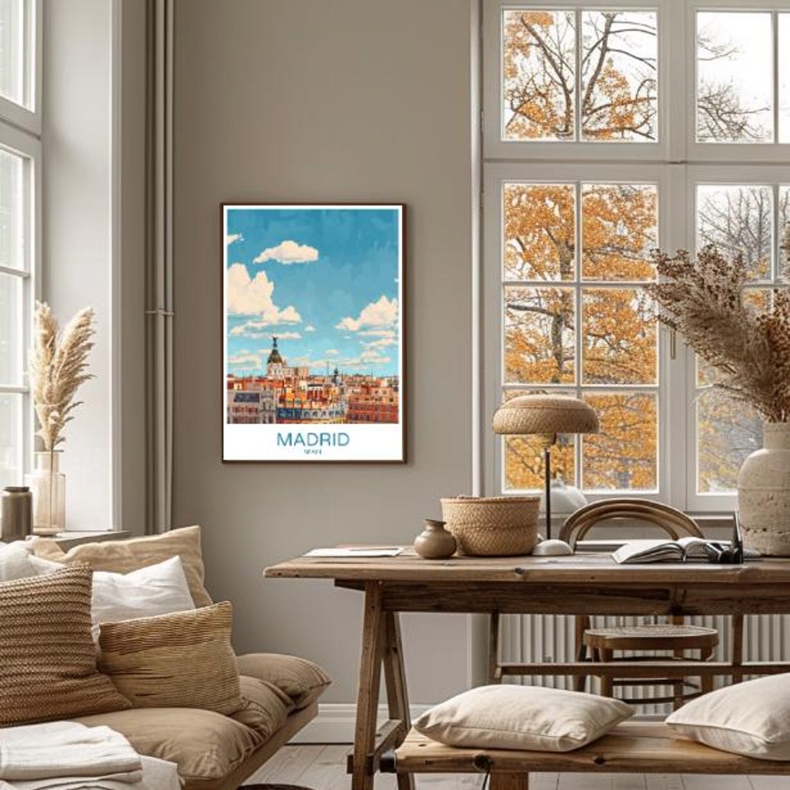 Madrid Spain Rooftop Panorama With Ornate Dome Blue Sky Travel Poster - Image 4