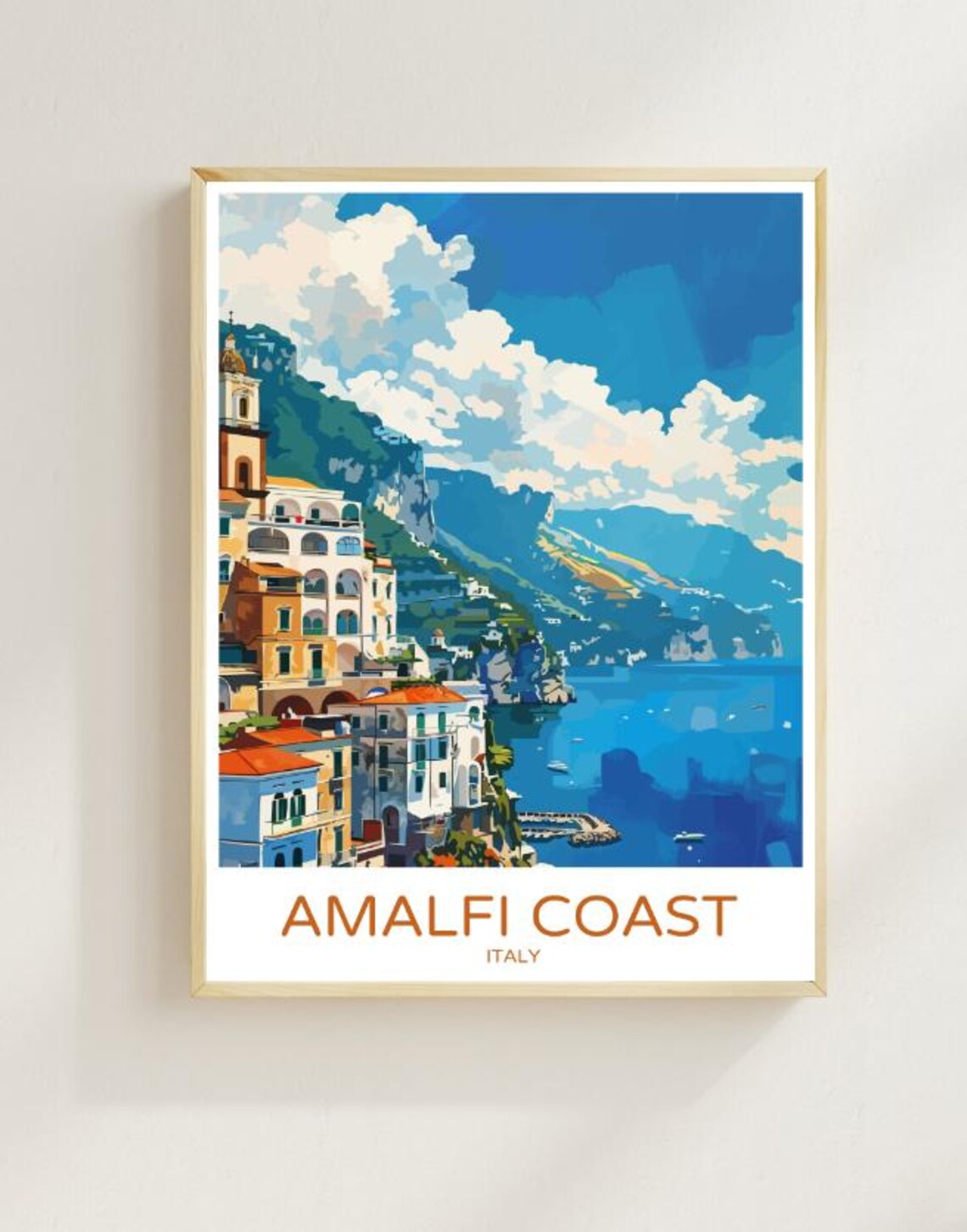 Amalfi Coast Italy Cliffside Positano Village Seaside Poster