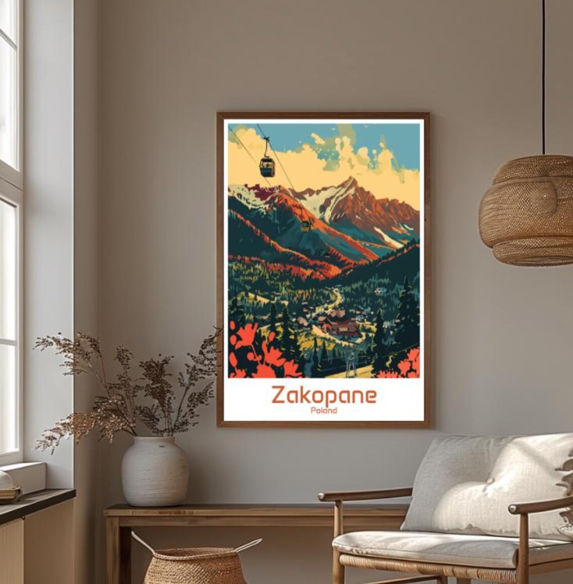 Zakopane Poland Travel Poster with a Gondola over the Tatra Mountains - Image 4