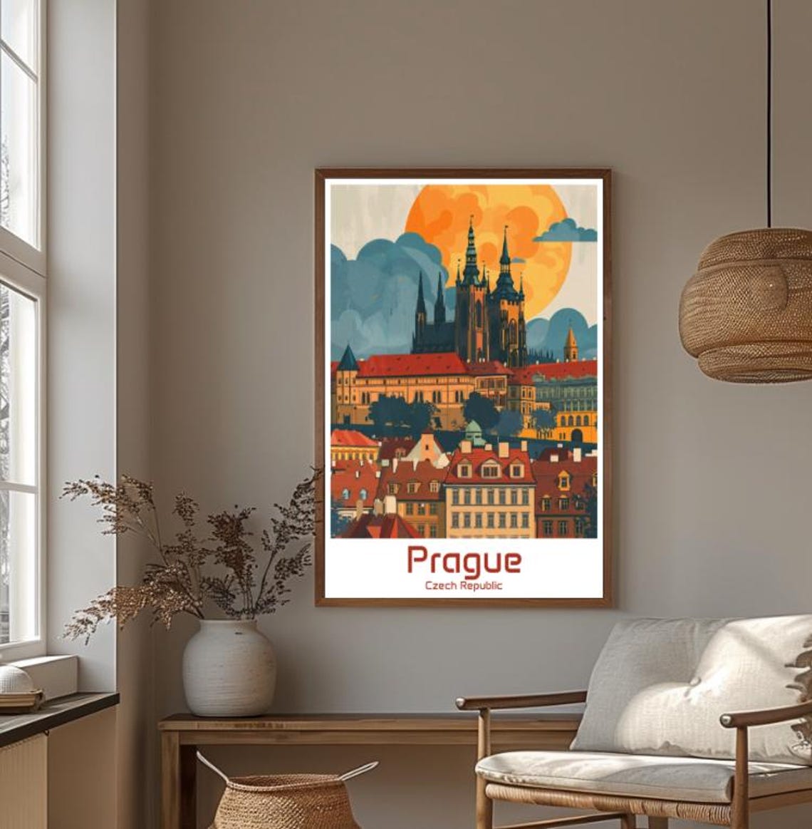 Prague Czech Republic Dramatic Sunset Over The Castle Poster - Image 4