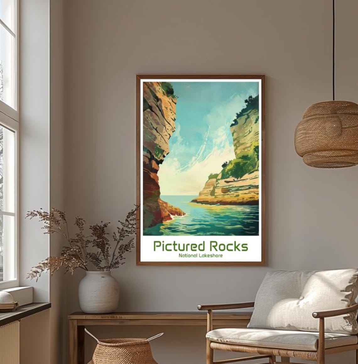 Pictured Rocks National Lakeshore Travel Poster Scenic Michigan Coast Wall Art Lake Superior Nature Print Outdoor Adventure Hiking Gift - Image 4