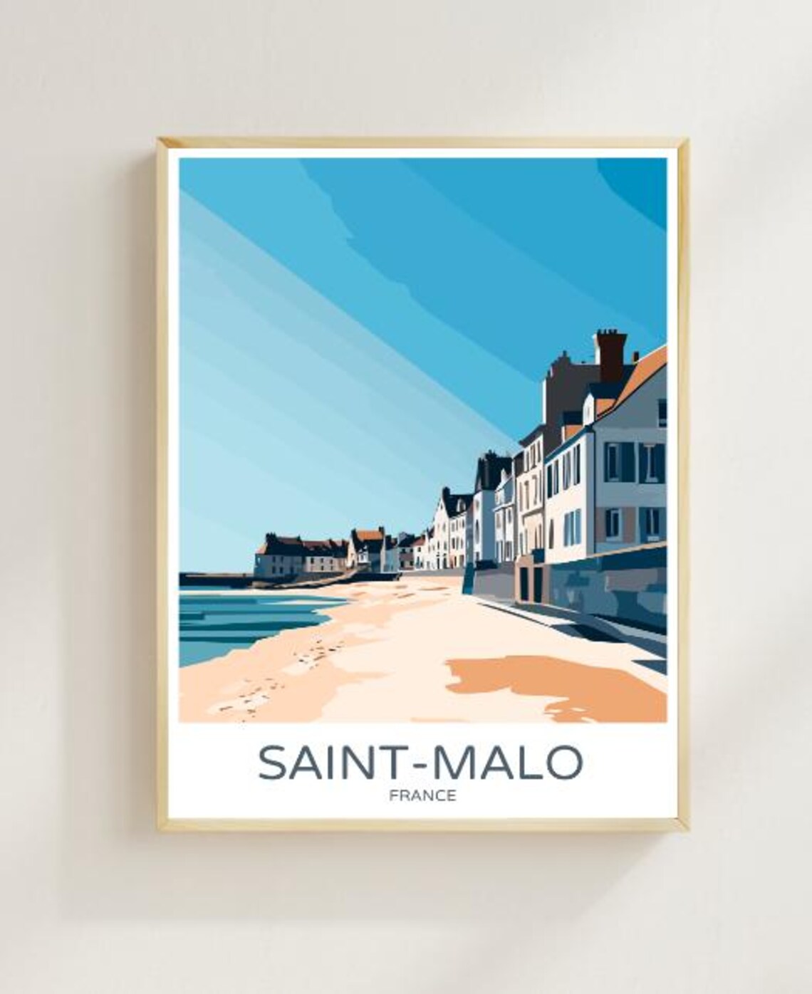 Saint Malo France Travel Poster Historic Coastal City Wall Art French Seaside Print Brittany Beach Decor