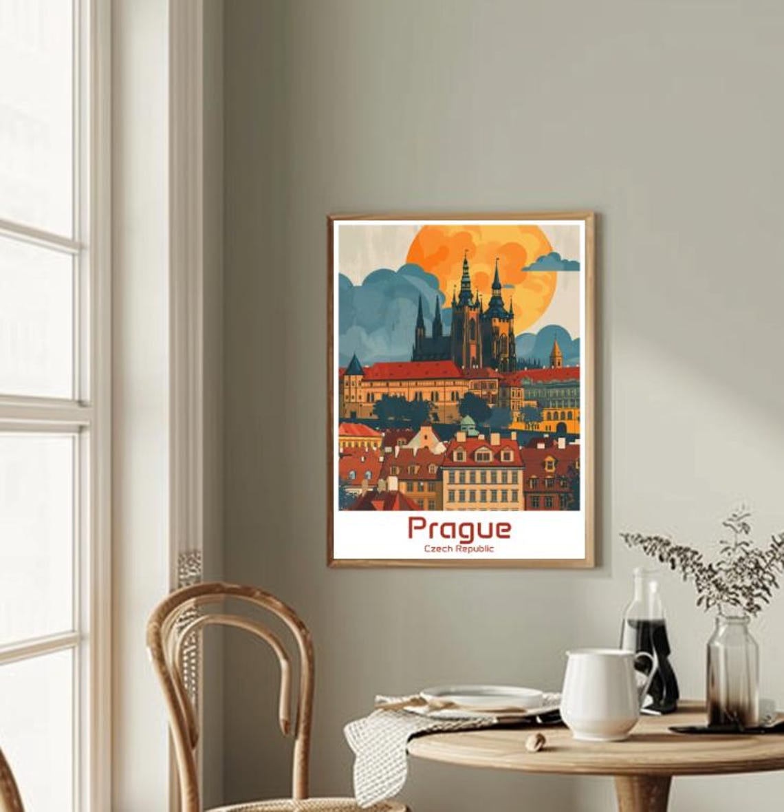 Prague Czech Republic Dramatic Sunset Over The Castle Poster - Image 2