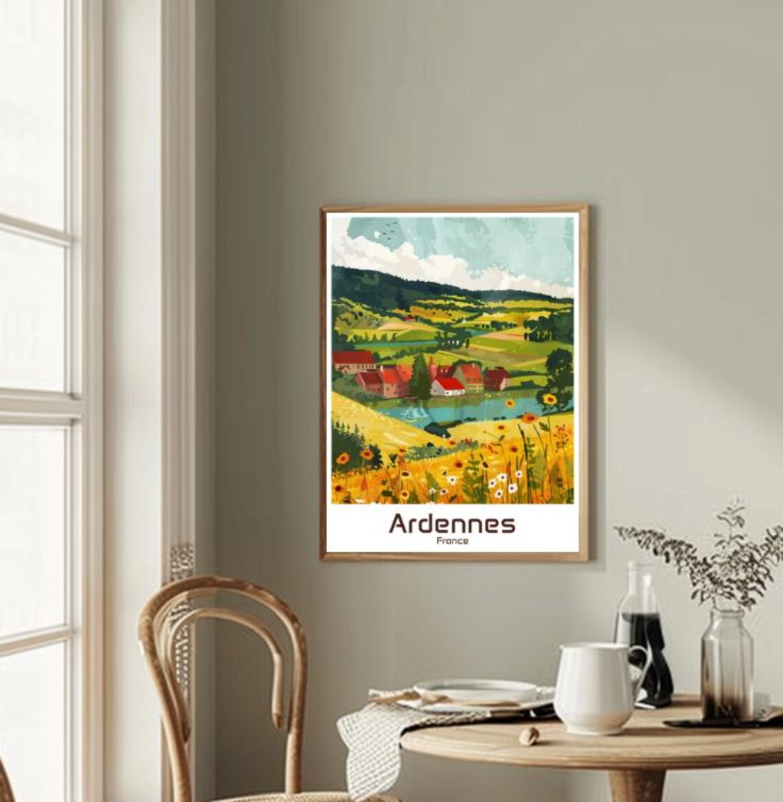 Ardennes France Village River Wildflowers Countryside Travel Poster - Image 2
