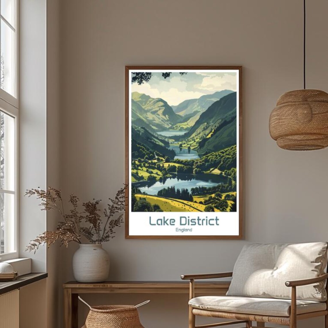 Lake District England Green Valleys and Lakes Vintage Travel Poster - Image 4