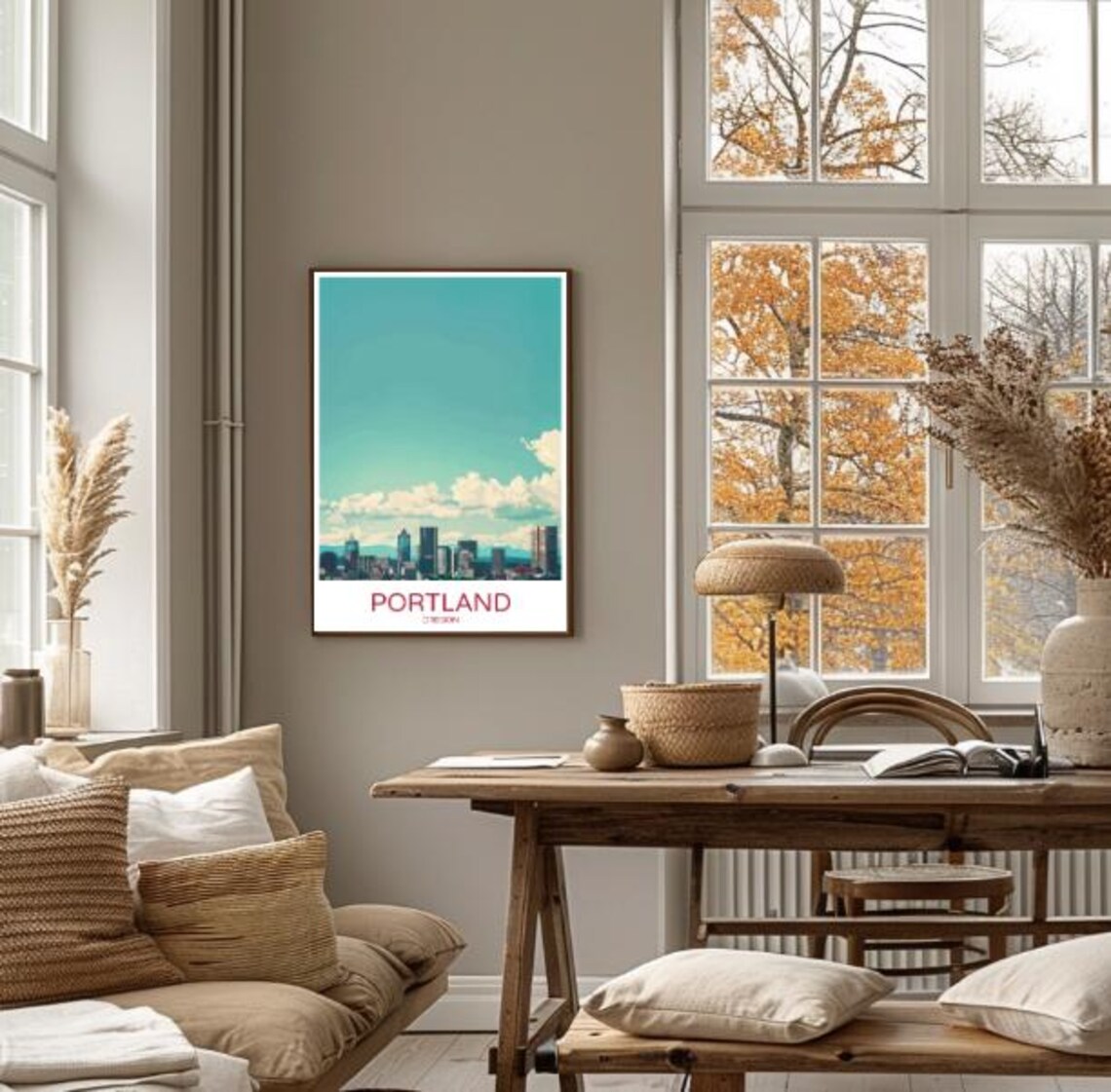 Portland Oregon Downtown Skyline Minimal Modern City Art Poster - Image 4