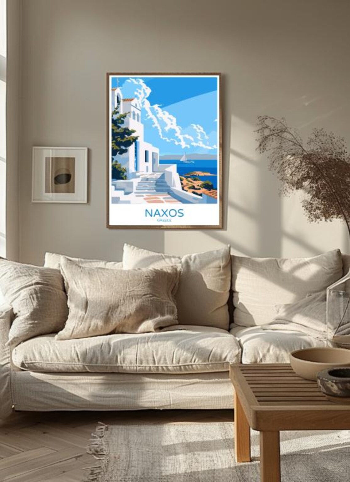 Naxos Travel Postergreek Island Wall Art Naxos Cityscape Print Greece Decor Minimalist Travel Gift Cyclades Artwork For Home - Image 2