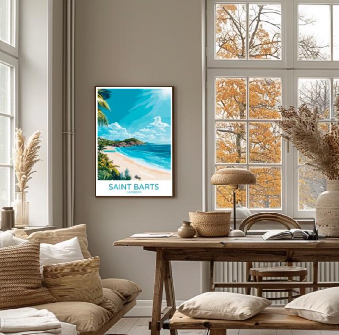 Saint Barts Caribbean Tropical Beach Palms and Turquoise Sea Travel Poster - Image 4