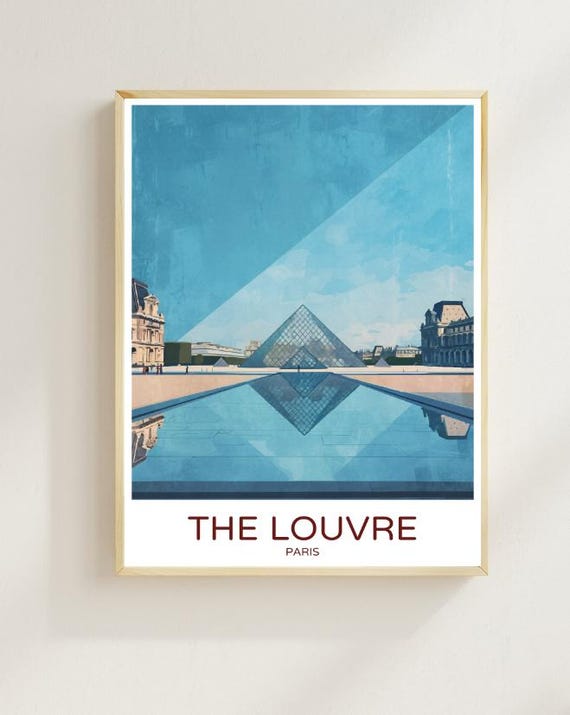 Louvre Paris Travel Poster Elegant Wall Art Of Iconic Museum French Decor For Home Or Office Parisian Travel Print