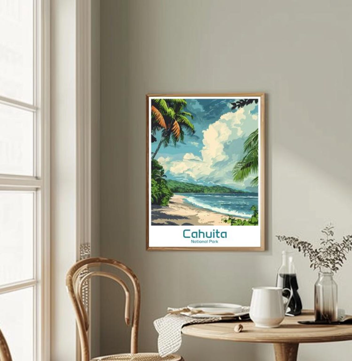 Cahuita National Park Costa Rica Tropical Beach and Palms Poster - Image 2
