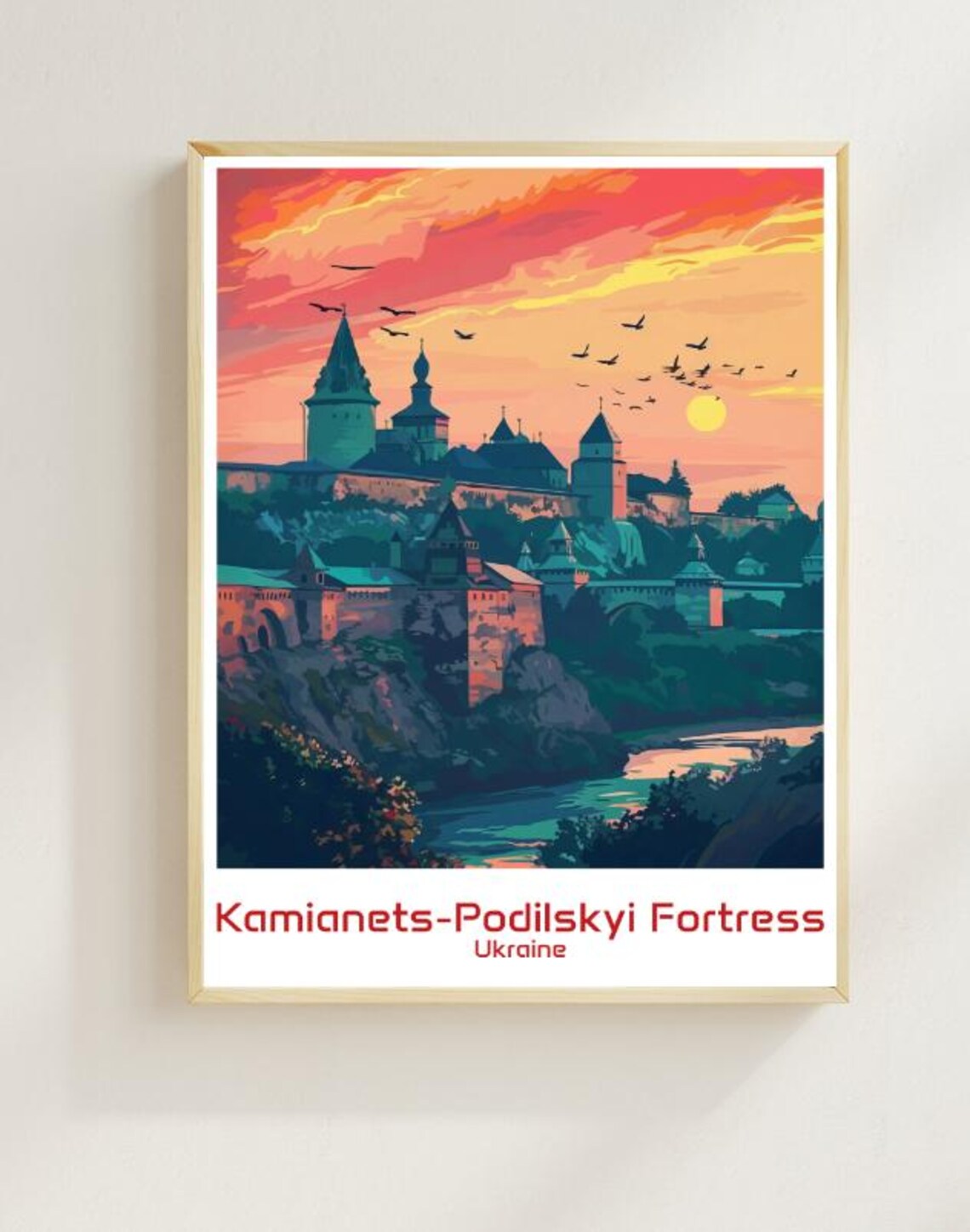Kamianets-Podilskyi Fortress At Sunset Travel Poster Of Ukraine