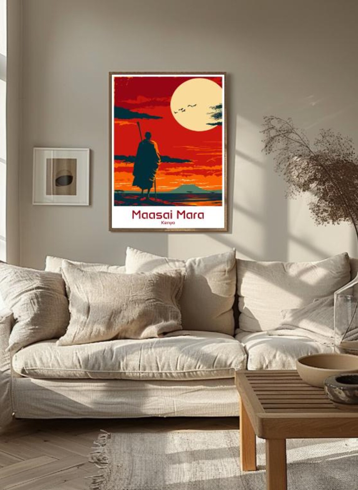 Maasai Mara Kenya Sunset Maasai Silhouette Savanna Travel Poster - Image 3