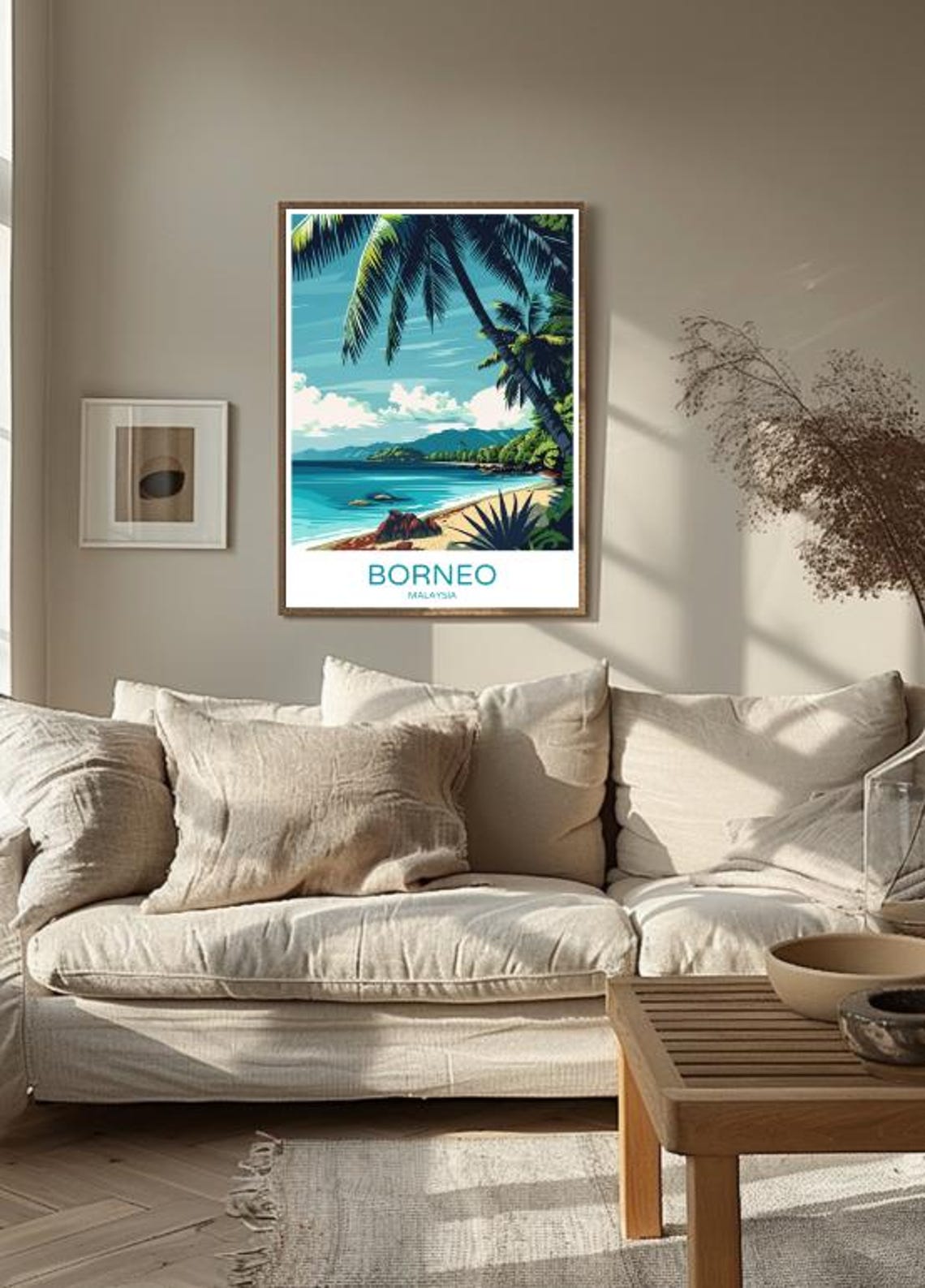 Borneo Tropical Beach With Palms And Turquoise Sea Travel Poster - Image 3
