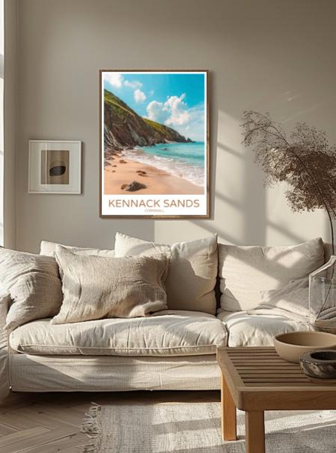 Kennack Sands Cornwall Beach Poster With Cliffs Turquoise Waves - Image 2