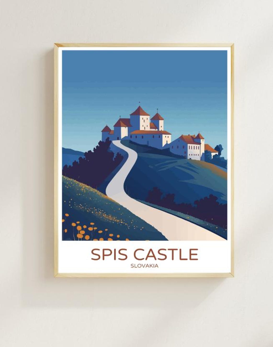 Spis Castle Slovakia White Hilltop Castle Winding Road Poster