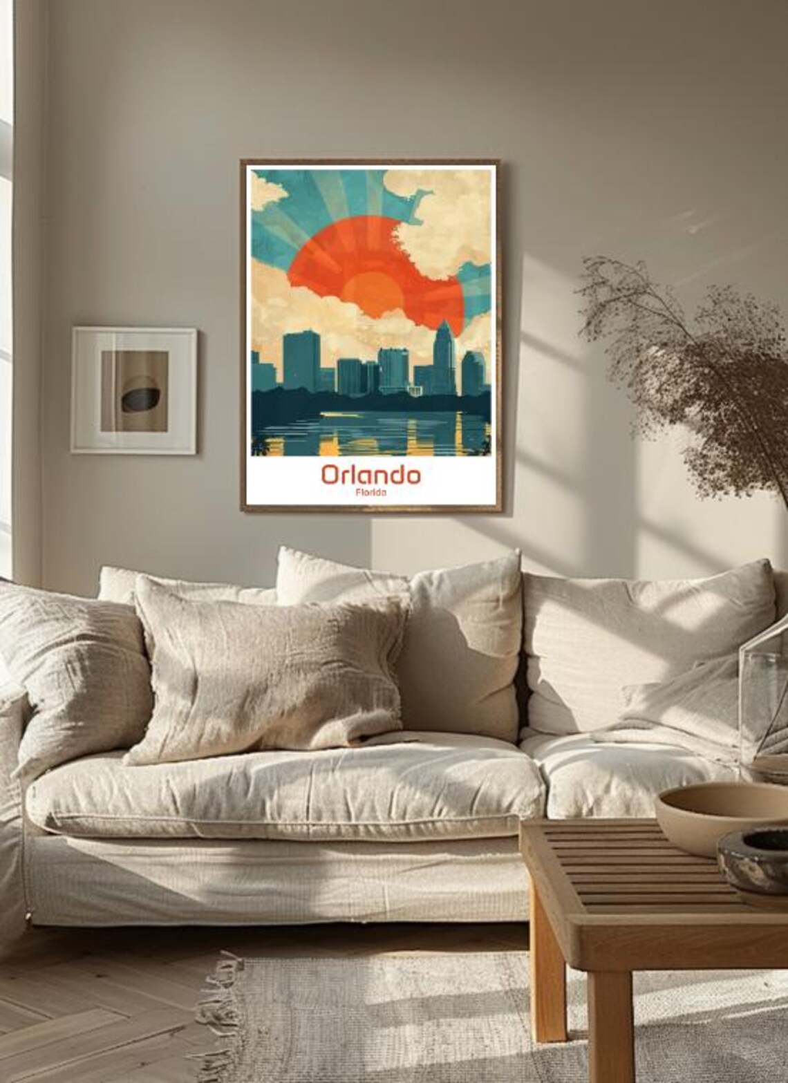 Orlando Florida Sunset Skyline Lake Reflection Vintage Travel Poster - Image 3