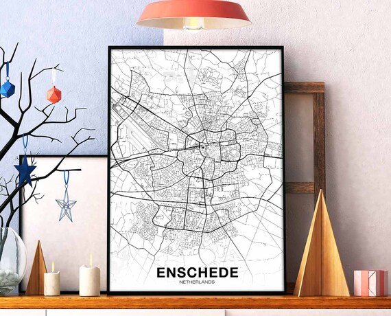 Enschede Netherlands Map Poster Hometown City Print Modern Home Decor Office Decoration Wall Art Dorm Bedroom Gift