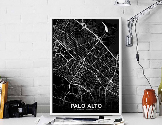 Palo Alto Ca Usa Map Poster Black White Hometown City Print Modern Home Decor Office Decoration Wall Art Dorm Bedroom Gift