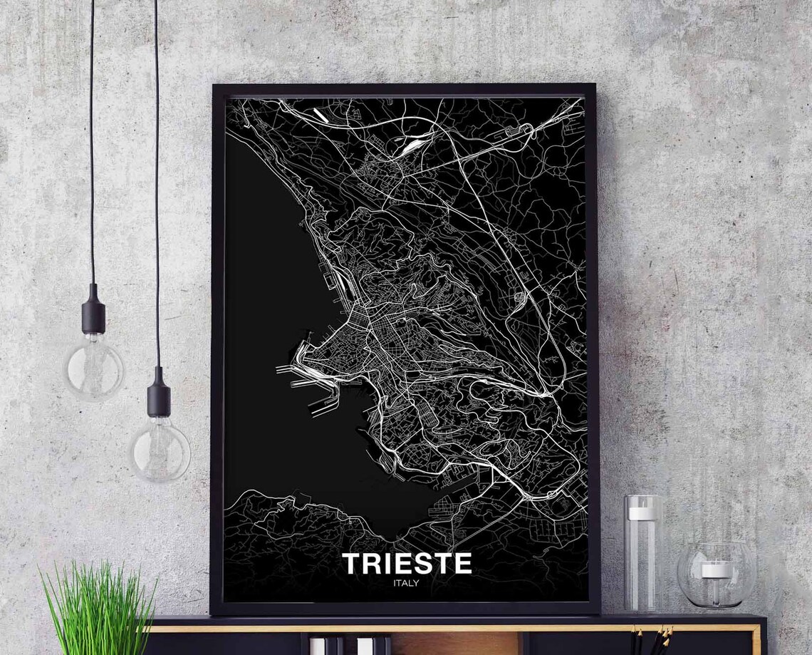 Trieste Italy Map Poster, Modern Home Decor