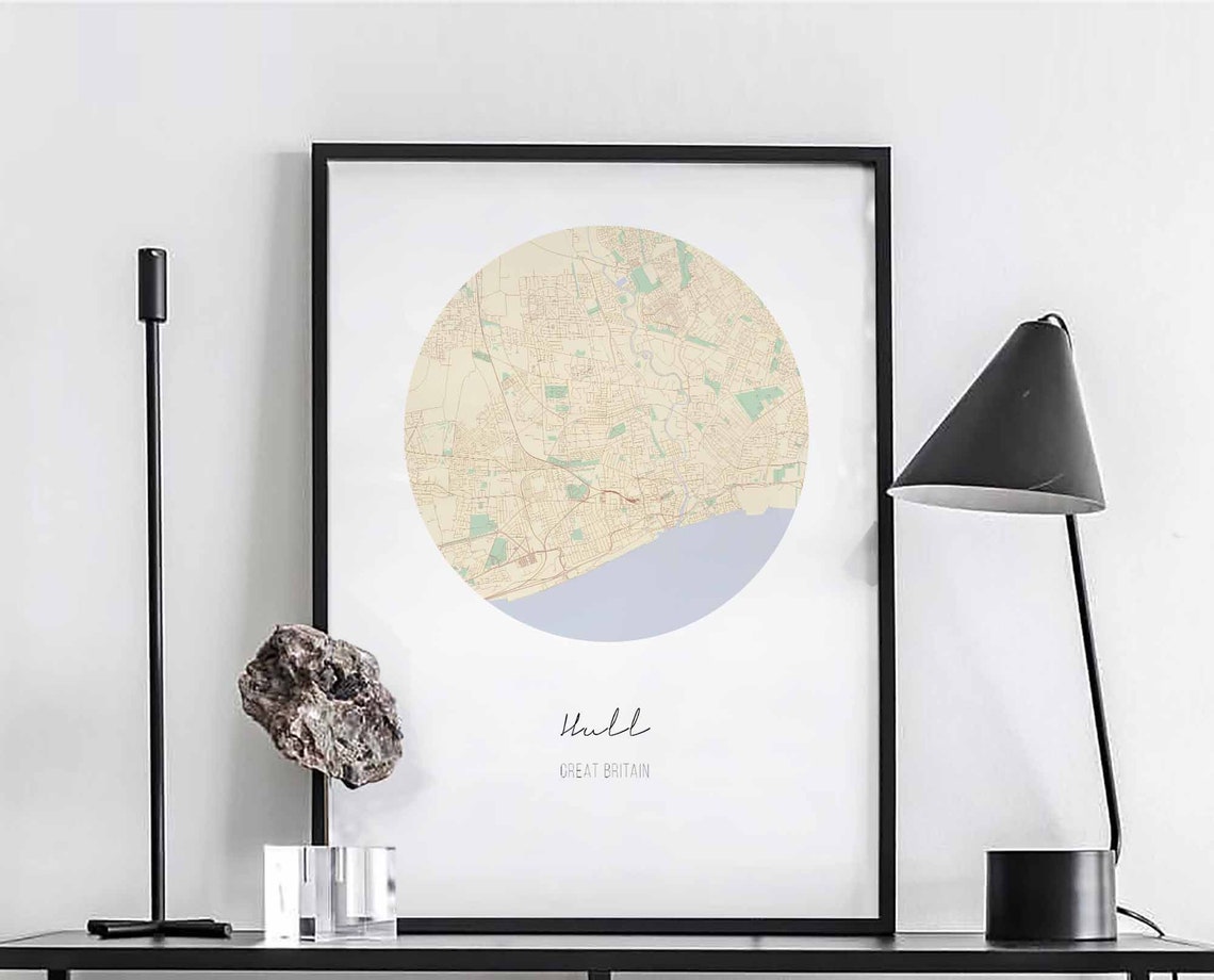 Hull Great Britain City Map Modern Round Beige Circle Poster