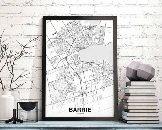 Barrie Canada Map Poster, Modern City Wall Art