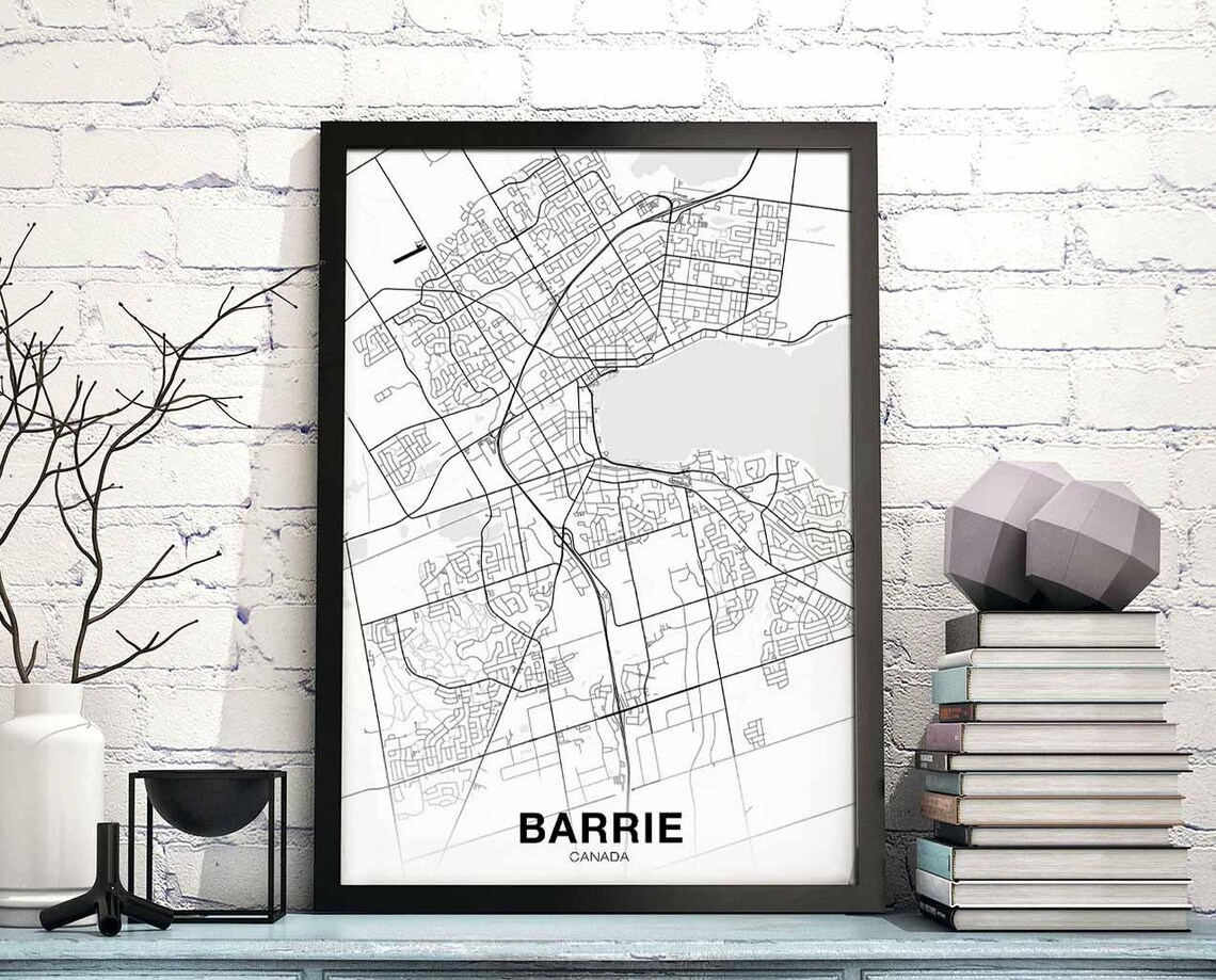 Barrie Canada Map Poster, Modern City Wall Art