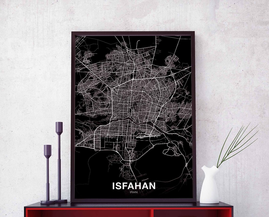 Isfahan Iran Map Poster, Modern Travel Poster