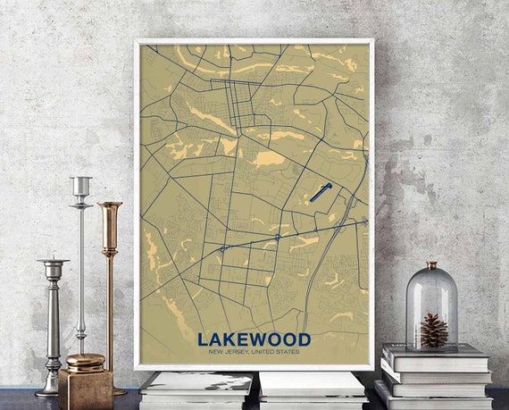 Lakewood New Jersey Nj Usa Poster Color Hometown City Print Modern Home Decor Office Decoration Wall Art Dorm Bedroom Gift