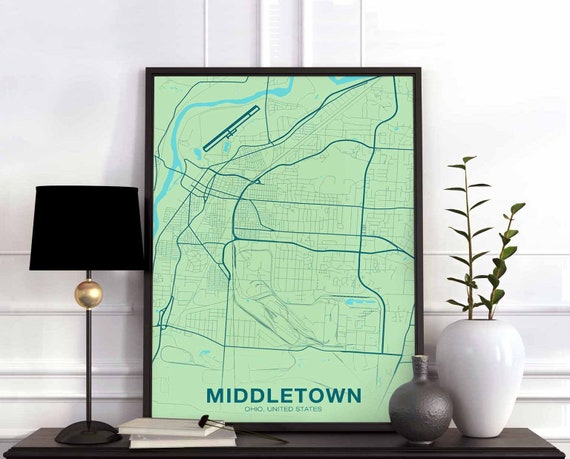 Middletown Ohio Oh Usa Poster Color Hometown City Print Modern Home Decor Office Decoration Wall Art Dorm Bedroom Gift