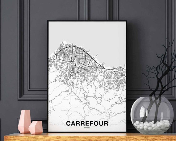 Carrefour Haiti Map Poster Black White Hometown City Print Modern Home Decor Office Decoration Wall Art Dorm Bedroom Gift