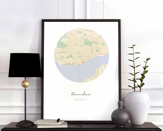Dundee Great Britain Uk Map Poster Wall Decor Design Modern Minimal Nordic Travel Bedroom Home Art Vintage Retro Dorm Nursery
