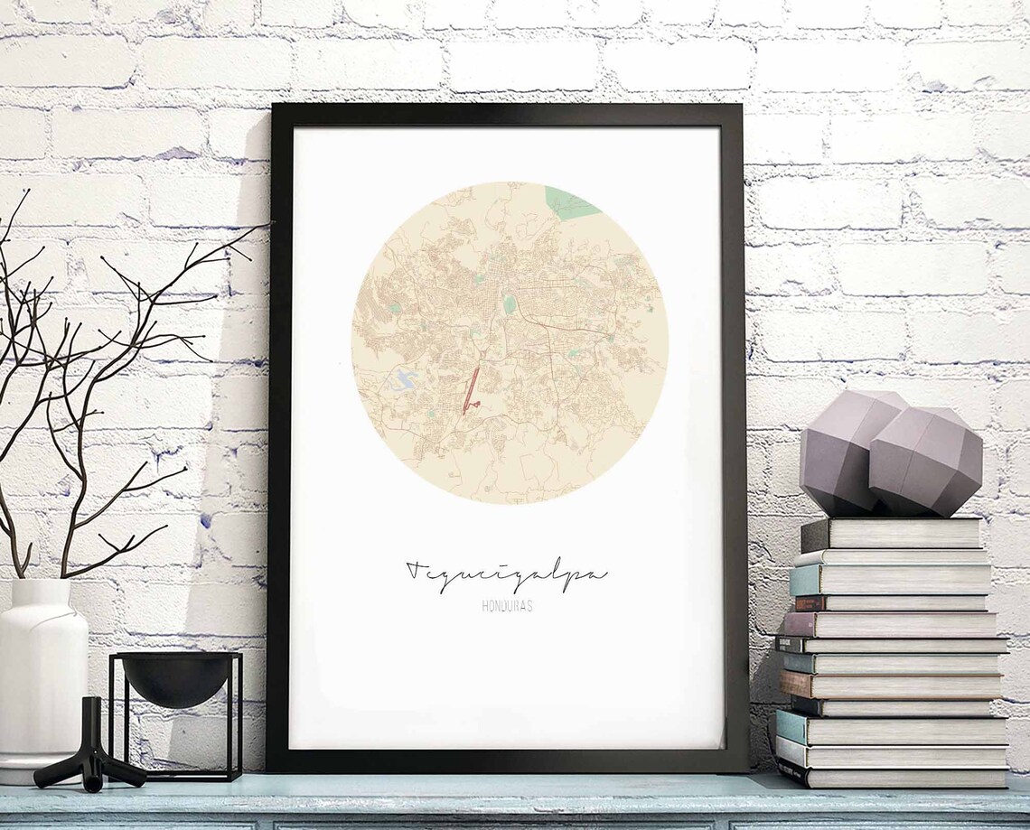 Tegucigalpa Honduras Map Poster, Modern Minimal Nordic