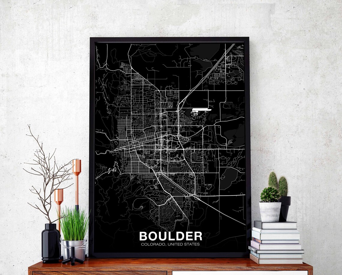 Boulder Colorado City Map Poster, Modern Travel Print