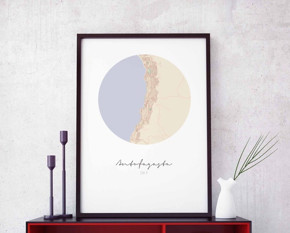 Antofagasta Chile Map Poster Wall Decor Design Modern Minimal Nordic Travel Bedroom Home Art Vintage Retro Dorm Nursery Housewarming