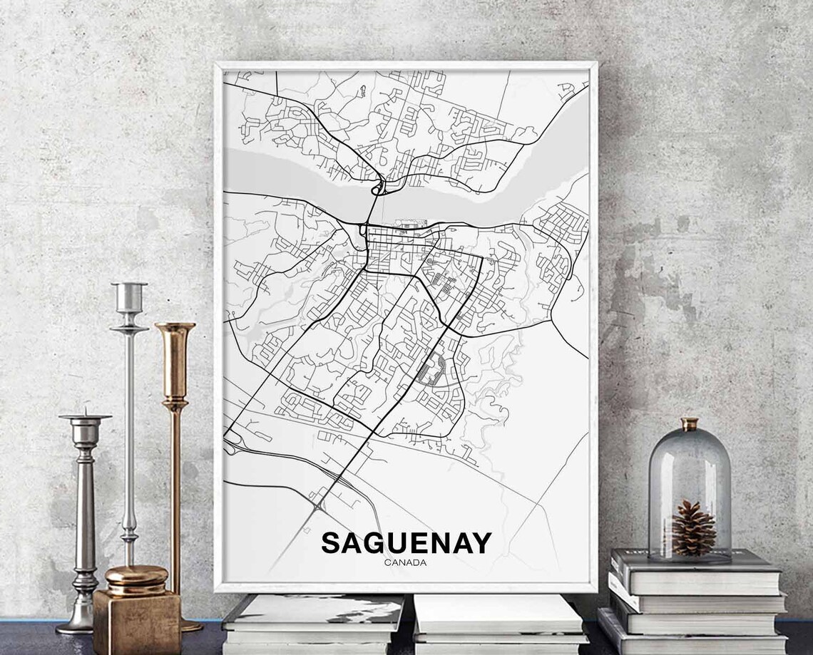 Saguenay Canada Map Poster, Modern Home Decor