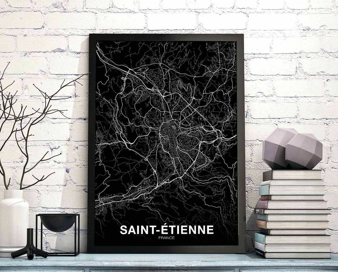 Saintetienne France Map Poster, Modern Home Decor