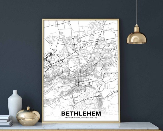 Bethlehem Pennsylvania Map Poster, Modern City Print