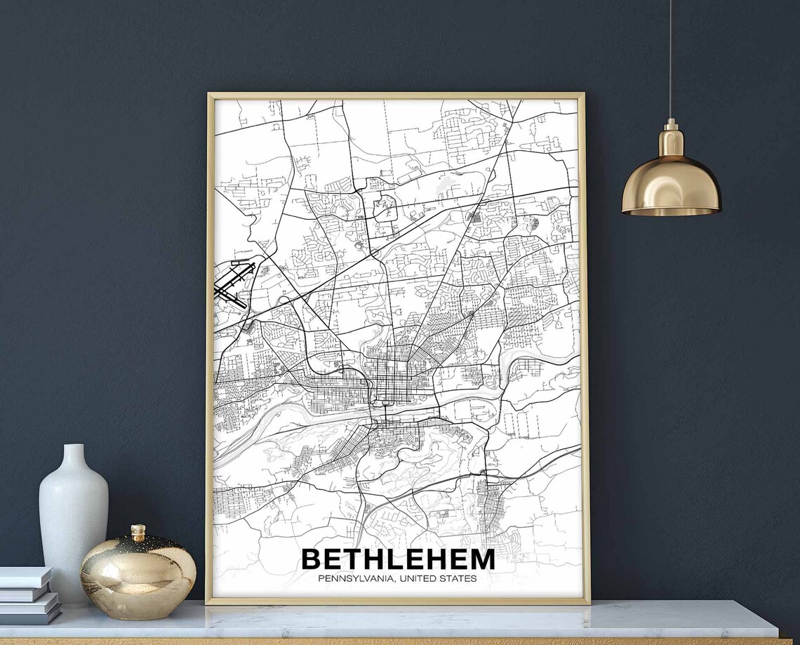 Bethlehem Pennsylvania Map Poster, Modern City Print