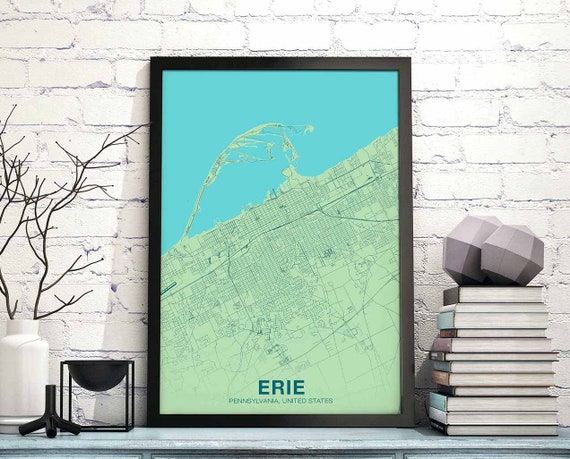 Erie Pennsylvania Pa Usa Poster Color Hometown City Print Modern Home Decor Office Decoration Wall Art Dorm Bedroom Gift