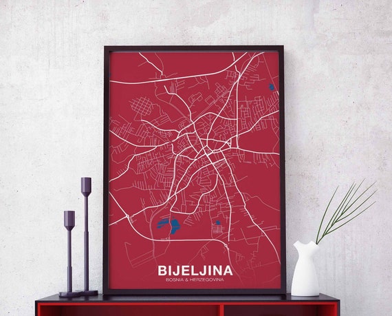 Bijeljina Bosnia Herzegovina Poster Color Hometown City Print Modern Home Decor Office Decoration Wall Art Dorm Bedroom Gift