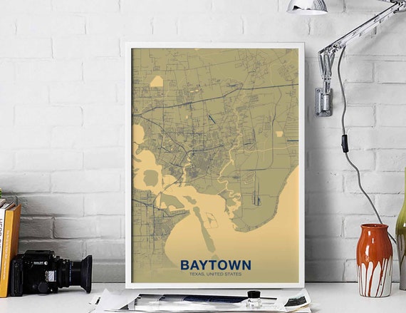 Baytown Texas Tx Usa Poster Color Hometown City Print Modern Home Decor Office Decoration Wall Art Dorm Bedroom Gift